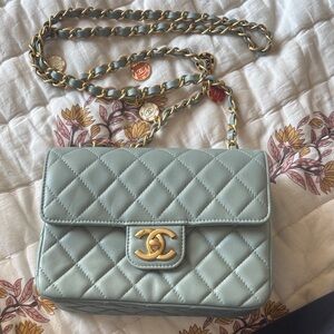 CHANEL Quilted Crossbody Bag - Soft Blue